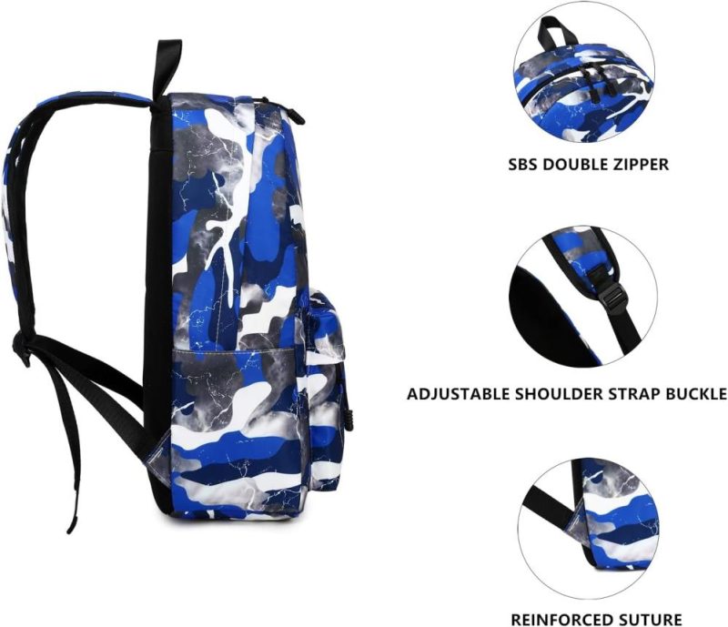 Kids’ Backpacks | Lmwzh Backpack For Boys Girls Elementary Waterproof Teen School Bags Kids Bookbag Lightweight Camo Blue Backpacks Blue