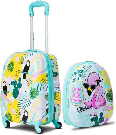 Kids’ Luggage | 2 Pcs Kids Carry On Luggage Kids' Luggage Flamingo