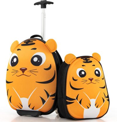 Kids’ Luggage | 2 Pcs Kids Luggage Set, 16" Kids Rolling Suitcase W/ 12" Backpack, Airline Approved Kids Carry On Luggage With Wheels For Girls & Boys Children Toddlers (Tiger) Kids' Luggage Kids' Luggage