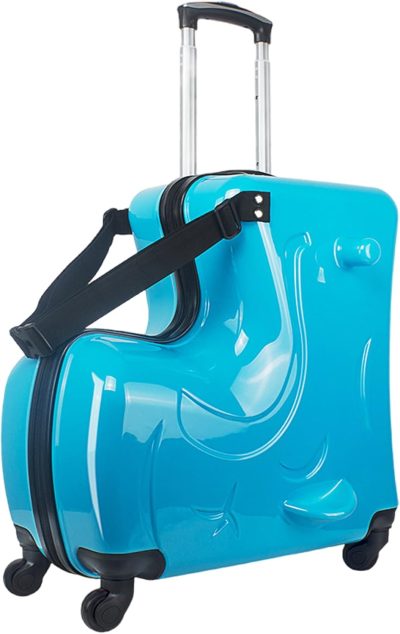 Kids’ Luggage | 20" Kids Ride On Suitcase,Childrens Ride On Luggage With Safety Belt,Trolley Suitcase With Silent Wheel Combination Lock,Suitable For Kids Aged 1-8 Years Old(Blue) Kids' Luggage Kids' Luggage