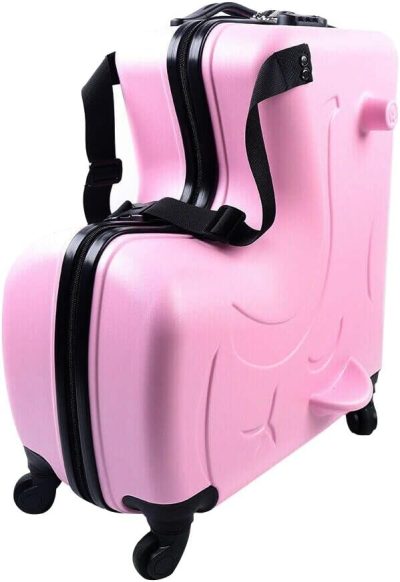 Kids’ Luggage | 20" Kid’s Ride-On Travel Suitcase, Rolling Luggage With Wheels Carry Trolley Luggage With Password Lock,Children’s Ride On Trolley Luggage For Children’s Day Gift,Festival Gift (20" Pink) Kids' Luggage Kids' Luggage