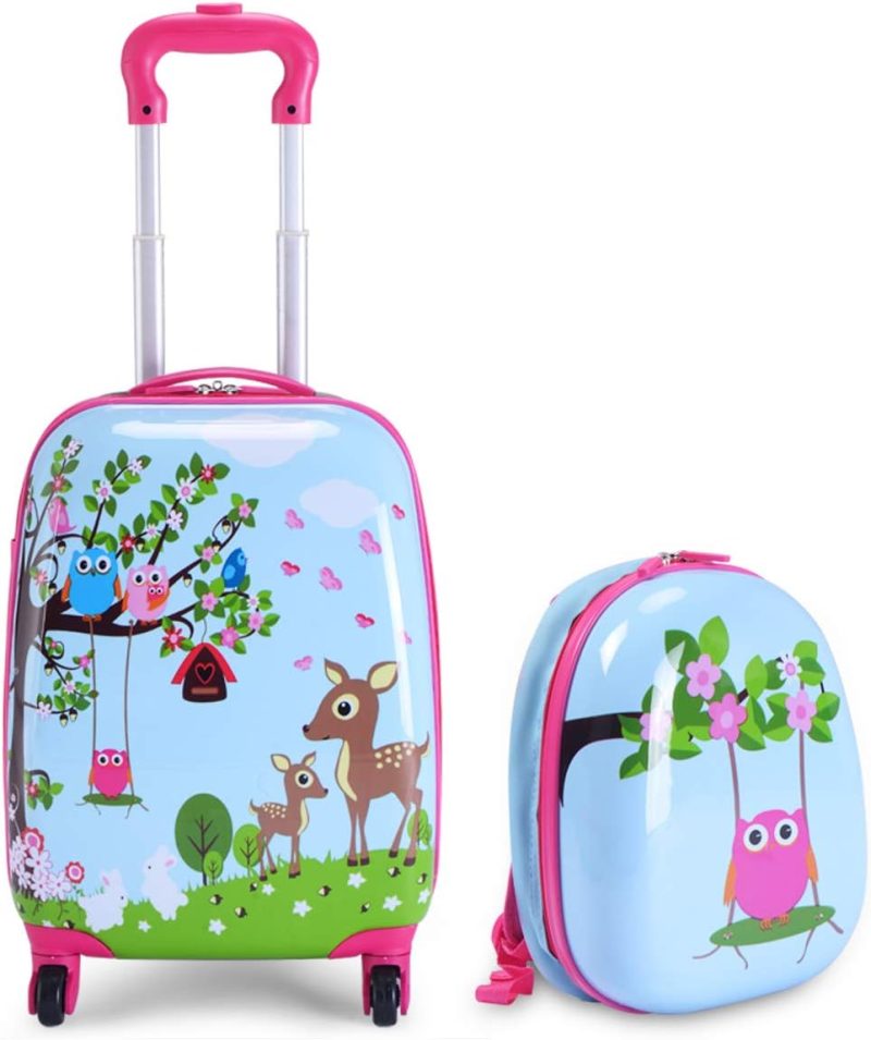 Kids’ Luggage | 2Pc Kids Luggage, 12" & 16" Kids Carry On Luggage Set With 4 Spinner Wheels, Lightweight Rolling Spinner Suitcase For Children Toddlers Boys And Girls Travel Kids' Luggage Deer