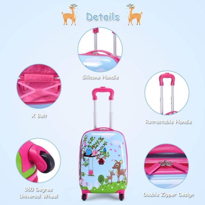 Kids’ Luggage | 2Pc Kids Luggage, 12" & 16" Kids Carry On Luggage Set With 4 Spinner Wheels, Lightweight Rolling Spinner Suitcase For Children Toddlers Boys And Girls Travel Kids' Luggage Deer