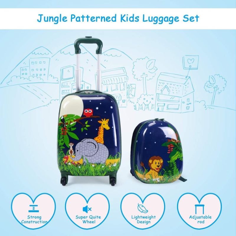 Kids’ Luggage | 2Pc Kids Luggage, 12" & 16" Kids Carry On Luggage Set With 4 Spinner Wheels, Lightweight Rolling Spinner Suitcase For Children Toddlers Boys And Girls Travel Kids' Luggage Kids' Luggage