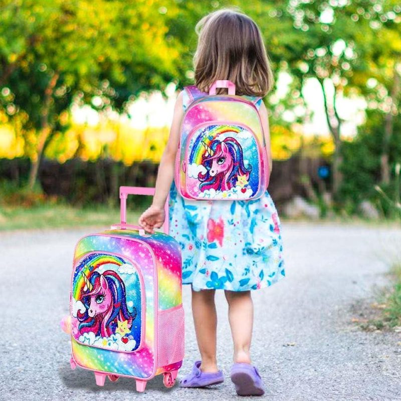 Kids’ Luggage | 2Pcs Kids Luggage, Girls Carry On Suitcase With Wheels And 12" Backpack Set, Unicorn Suitcases For Toddler Children – Pink Kids' Luggage Kids' Luggage