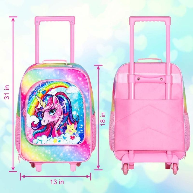 Kids’ Luggage | 2Pcs Kids Luggage, Girls Carry On Suitcase With Wheels And 12" Backpack Set, Unicorn Suitcases For Toddler Children – Pink Kids' Luggage Kids' Luggage