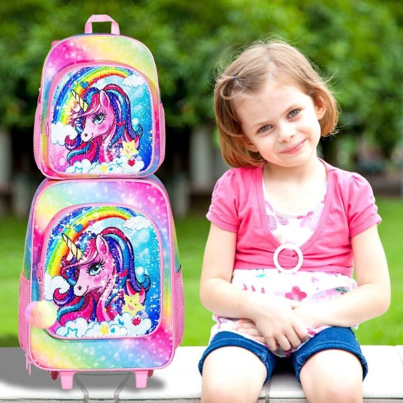 Kids’ Luggage | 2Pcs Kids Luggage, Girls Carry On Suitcase With Wheels And 12" Backpack Set, Unicorn Suitcases For Toddler Children – Pink Kids' Luggage Kids' Luggage