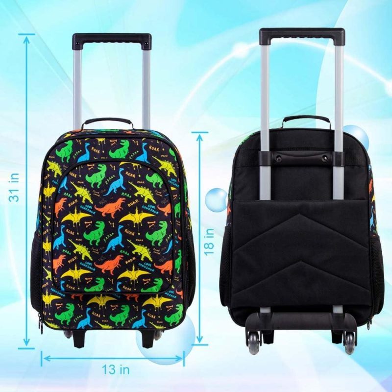 Kids’ Luggage | 2Pcs Kids Suitcase Set For Boys, 18" Cute Dinosaur Carry On Luggage With Wheels, Children Travel Rolling With 12" Toddler Backpack Kids' Luggage Dinosaur Fly