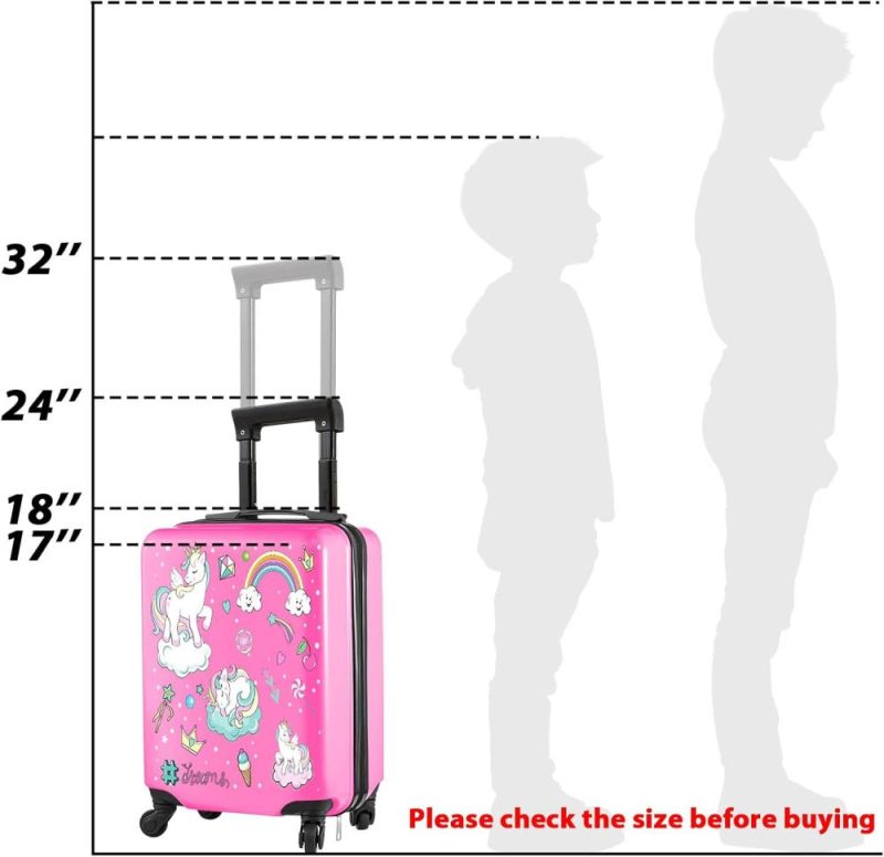 Kids’ Luggage | 6 Pcs Kids Luggage Set 17 Inch Kids Rolling Luggage Gift For Double Pattern Christmas Kids Suitcase For Girls Boys Kids Suitcase(Pink,Unicorn) Kids' Luggage Kids' Luggage