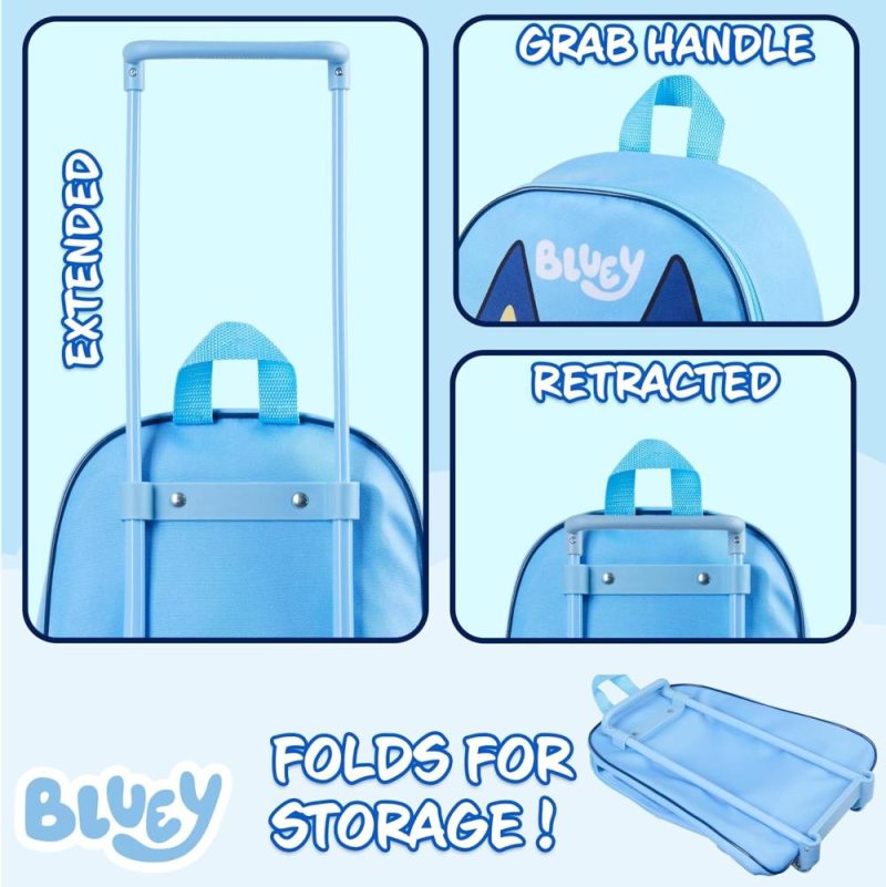 Kids’ Luggage | Bluey Children’S Luggage Suitcase – Foldable Trolley Bag 39 X 27Cm 2 Wheels Extendable Handle – Travel Bag With Wheels Kids' Luggage Kids' Luggage