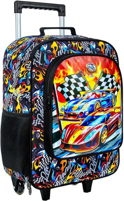 Kids’ Luggage | Boys Suitcase, Kids Water Resistant Rolling Luggage, Cool Car Racing Travel Carry On For Elementary Preschool Toddler Kids' Luggage Boys Race Car Luggage