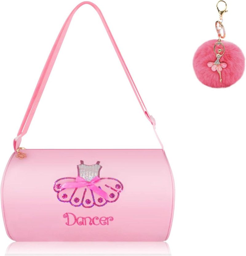 Kids’ Luggage | Cute Ballet Dance Bag Kids Tutu Dress Bag Girls Dance Bag Polyester Personalized Waterproof Bag With Key Chain Cute Plush Hanging Pink Ball (Pink2) Kids' Luggage Kids' Luggage