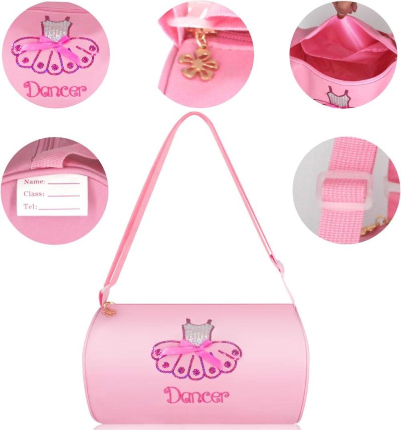 Kids’ Luggage | Cute Ballet Dance Bag Kids Tutu Dress Bag Girls Dance Bag Polyester Personalized Waterproof Bag With Key Chain Cute Plush Hanging Pink Ball (Pink2) Kids' Luggage Kids' Luggage