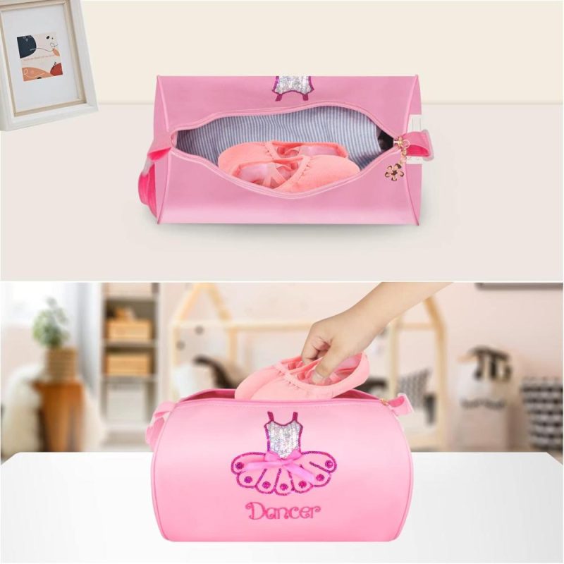 Kids’ Luggage | Cute Ballet Dance Bag Kids Tutu Dress Bag Girls Dance Bag Polyester Personalized Waterproof Bag With Key Chain Cute Plush Hanging Pink Ball (Pink2) Kids' Luggage Kids' Luggage