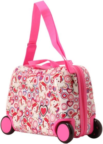 Kids’ Luggage | Cute Children’s Luggage Sit And Ride Trolley Case 17-Inch Universal Wheel Travel Case For Boys And Girls (Pink Color) Kids' Luggage Kids' Luggage