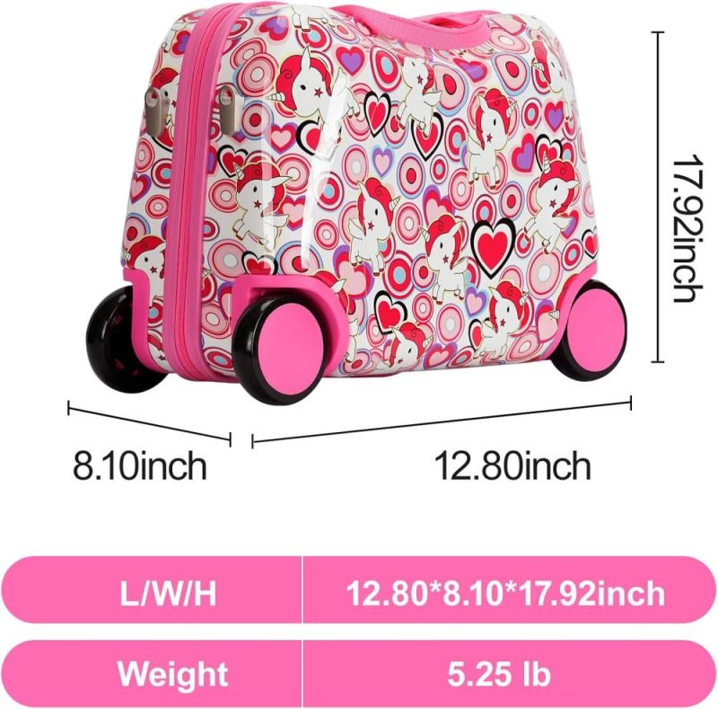 Kids’ Luggage | Cute Children’s Luggage Sit And Ride Trolley Case 17-Inch Universal Wheel Travel Case For Boys And Girls (Pink Color) Kids' Luggage Kids' Luggage