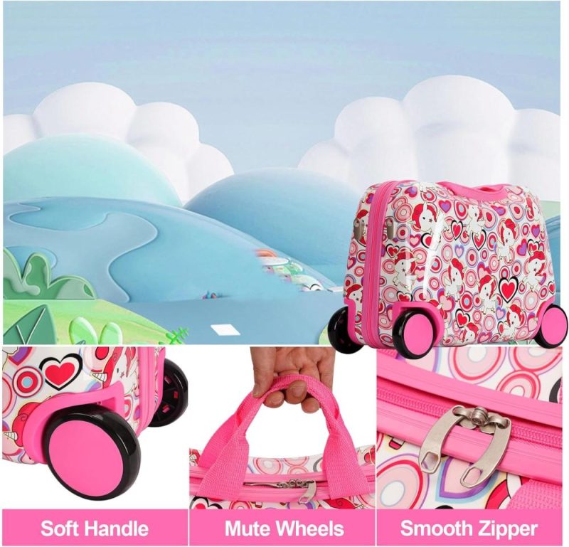 Kids’ Luggage | Cute Children’s Luggage Sit And Ride Trolley Case 17-Inch Universal Wheel Travel Case For Boys And Girls (Pink Color) Kids' Luggage Kids' Luggage