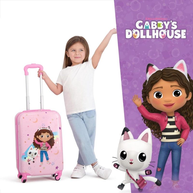 Kids’ Luggage | Dreamworks Gabby’s Dollhouse 21 Inch Kids Carry On Luggage, Hardshell Rolling Suitcase With Spinner Wheels, Pink Kids' Luggage Kids' Luggage