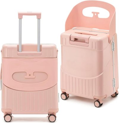 Kids’ Luggage | Fridtrip 22- Inch Tsa Lock Luggage With Child Seat Lockable Spinner Wheels Suitcase With Seat For Kids (Tsa Luggage With Child Seat Pink) Kids' Luggage Kids' Luggage