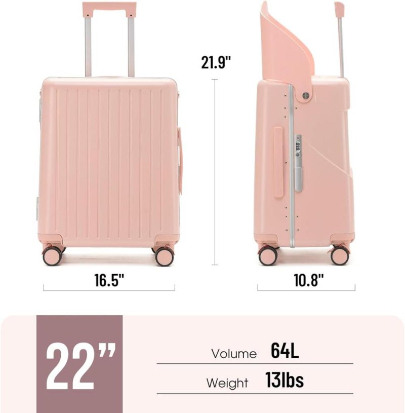 Kids’ Luggage | Fridtrip 22- Inch Tsa Lock Luggage With Child Seat Lockable Spinner Wheels Suitcase With Seat For Kids (Tsa Luggage With Child Seat Pink) Kids' Luggage Kids' Luggage