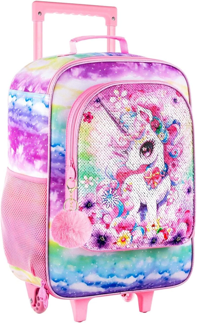 Kids’ Luggage | Girls Luggage, Kids Sequins Rolling Luggage, Cute Unicorn Travel Carry On For Elementary Preschool Toddler Kids' Luggage Girls Unicorn Luggage