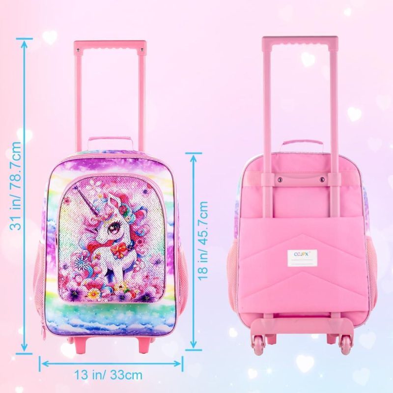 Kids’ Luggage | Girls Luggage, Kids Sequins Rolling Luggage, Cute Unicorn Travel Carry On For Elementary Preschool Toddler Kids' Luggage Girls Unicorn Luggage