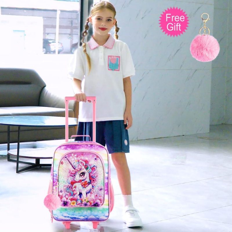 Kids’ Luggage | Girls Luggage, Kids Sequins Rolling Luggage, Cute Unicorn Travel Carry On For Elementary Preschool Toddler Kids' Luggage Girls Unicorn Luggage