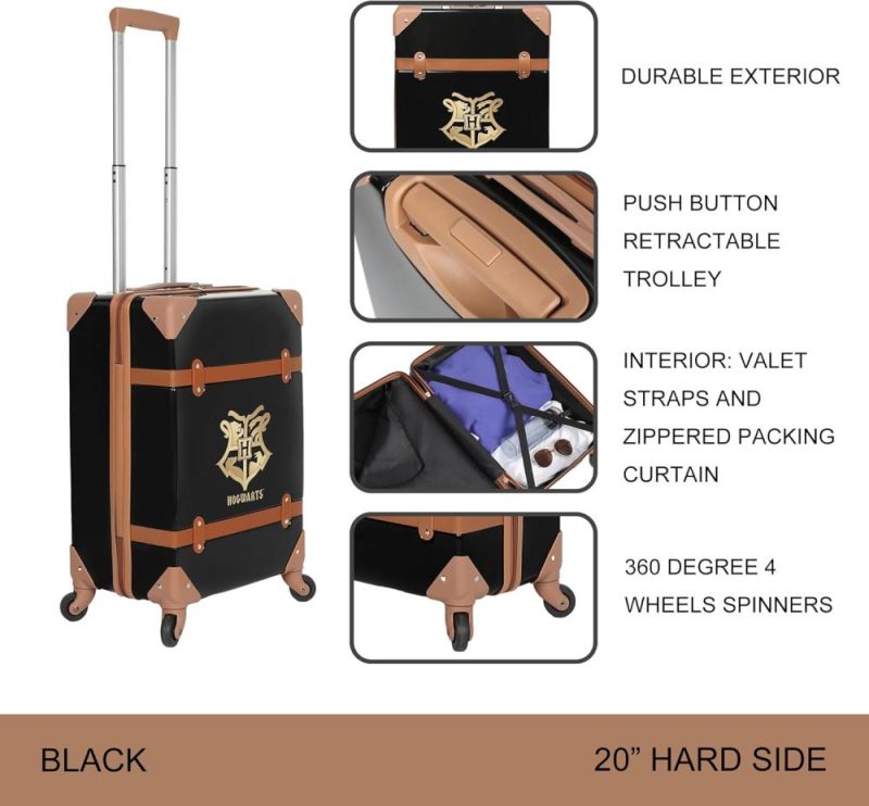 Kids’ Luggage | Harry Potter Golden Hogwarts Crest Adult 20" Black Rolling Luggage Kids' Luggage Kids' Luggage