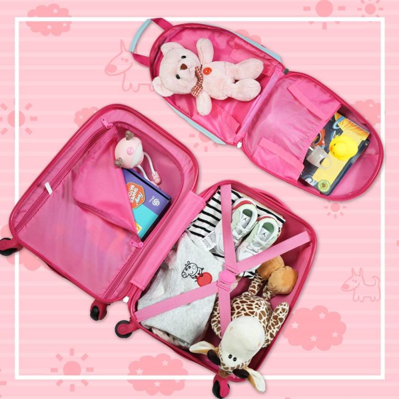 Kids’ Luggage | Kid Luggage Set, 12" Backpack & 16" Kid Carry On Suitcase With Spinner Wheels, Travel Rolling Luggage For Girl Kids' Luggage Deer