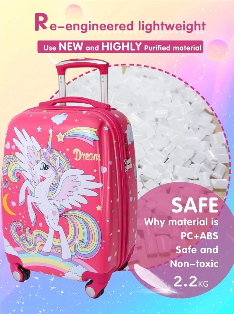 Kids’ Luggage | Kids Carry On Luggage Children Rolling Suitcase With 4 Wheels Hardshell Case For Toddler Baby Travel (Unicorn) Kids' Luggage Kids' Luggage