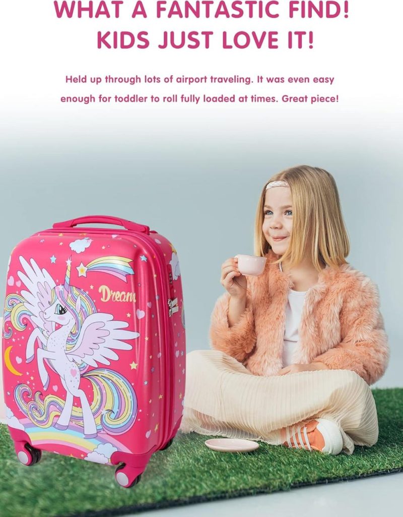 Kids’ Luggage | Kids Carry On Luggage Children Rolling Suitcase With 4 Wheels Hardshell Case For Toddler Baby Travel (Unicorn) Kids' Luggage Kids' Luggage