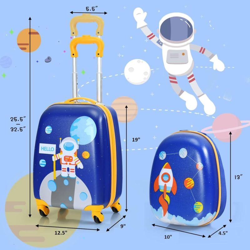 Kids’ Luggage | Kids Carry On Luggage Set, 12" & 16" 2Pcs Rolling Suitcase Kids' Luggage Kids' Luggage