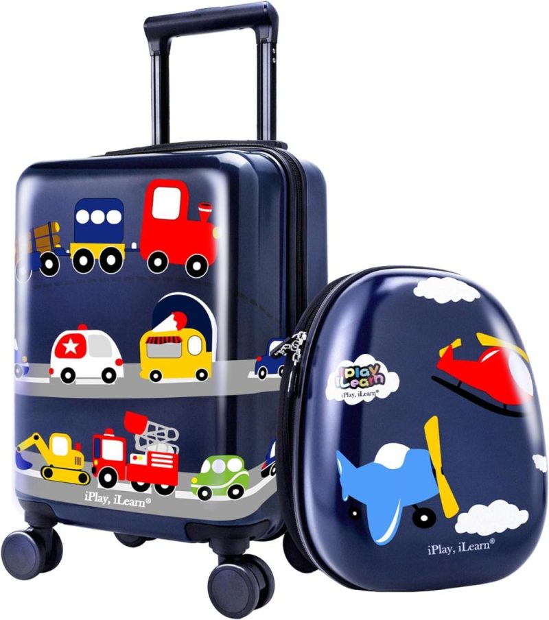 Kids’ Luggage | Kids Carry On Luggage Set, 18" Hardside Rolling Suitcase W/Spinner Wheels, Hard Shell Travel Luggage W/Backpack For Boys Toddlers Children Kids' Luggage Kids' Luggage