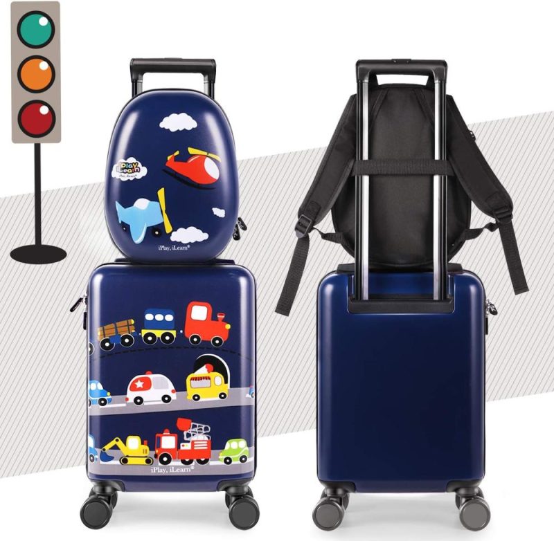 Kids’ Luggage | Kids Carry On Luggage Set, 18" Hardside Rolling Suitcase W/Spinner Wheels, Hard Shell Travel Luggage W/Backpack For Boys Toddlers Children Kids' Luggage Kids' Luggage