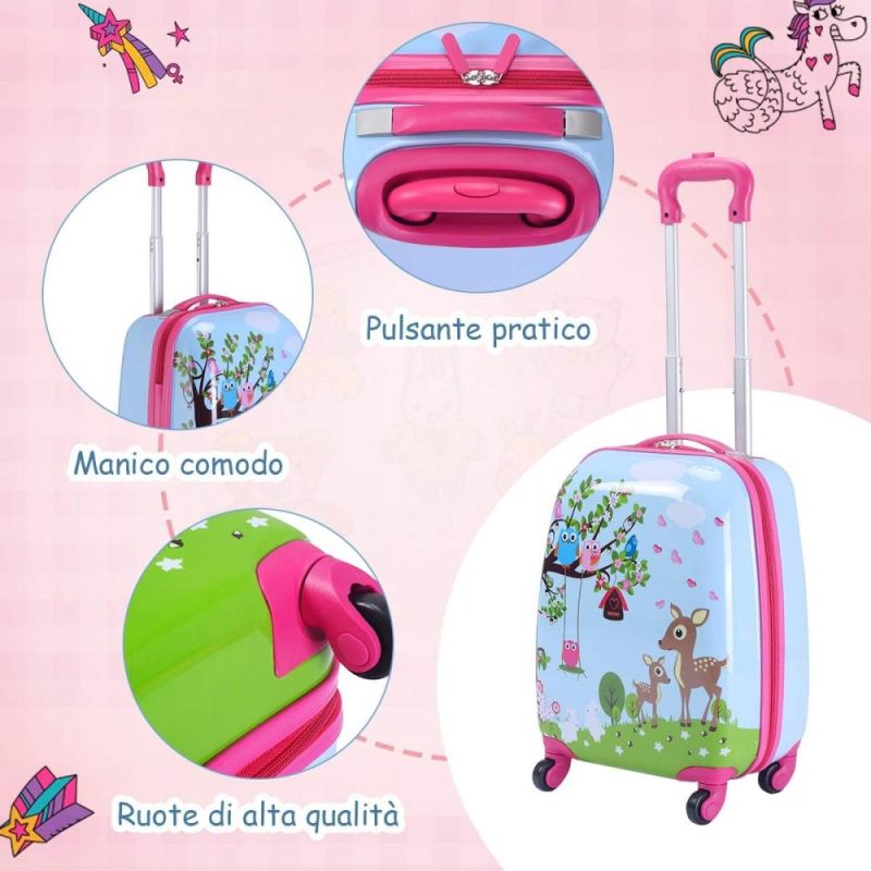 Kids’ Luggage | Kids’ Cute Cartoon Pattern Travel Trolley, Multicolor Kids' Luggage Kids' Luggage