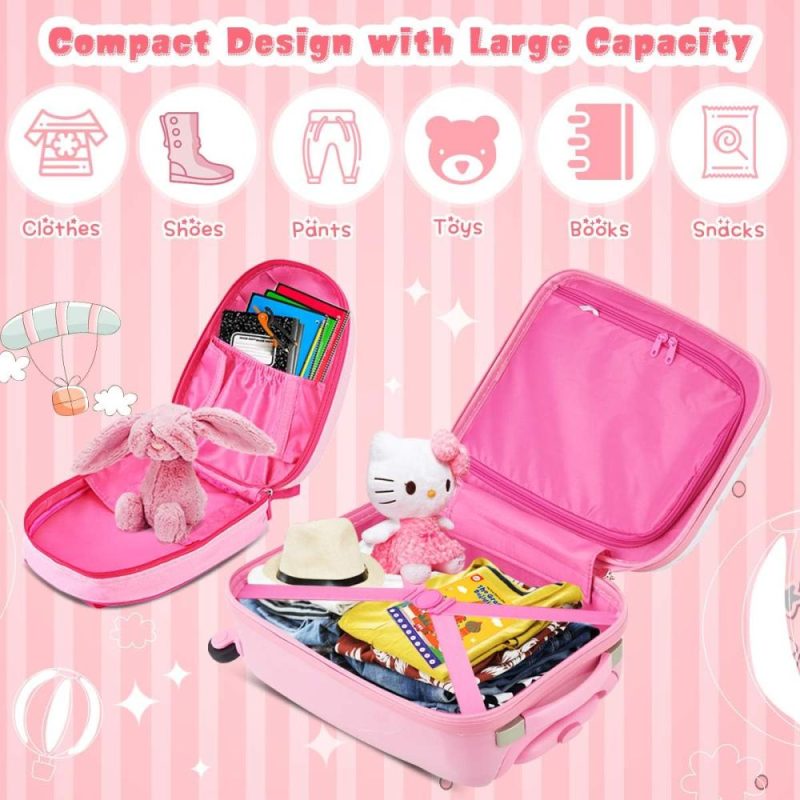 Kids’ Luggage | Kids Luggage, 12" Toddler Backpack & 16" Travel Suitcase With Wheels, Lightweight Toddler Girls Suitcase, Durable Abs Hardshell, 2Pcs Carry On Luggage Set For Boys Girls(Unicorn) Kids' Luggage Kids' Luggage