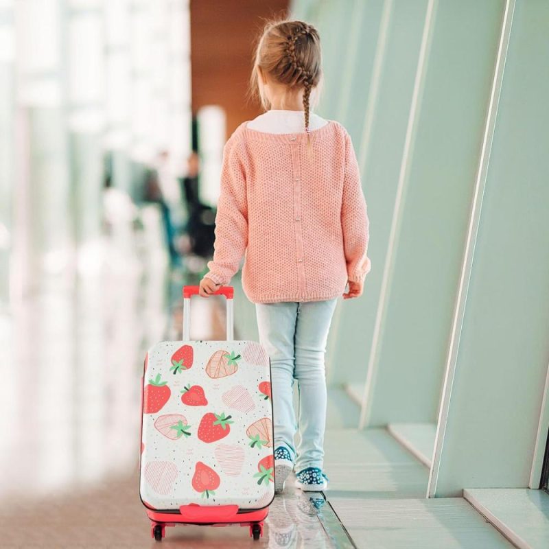 Kids’ Luggage | Kids Luggage, 20" Foldable Expandable Carry-On Suitcase With Rolling Wheels, Lightweight Airline-Approved Travel Trolley Luggage For Boys Girls Children Toddlers Gifts (Pink, Strawberry) Kids' Luggage Kids' Luggage