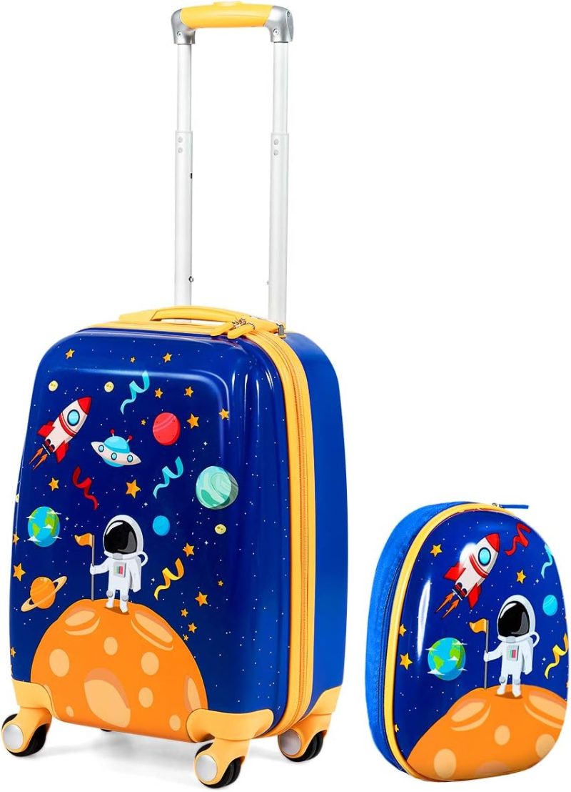 Kids’ Luggage | Kids Luggage Set, 12" & 18" Kids Carry On Luggage Set, Multi-Directional Wheels Suitcase, Large Capacity Rolling Trolley Suitcase, Gift For Boys And Girls Toddlers Children Travel Kids' Luggage Kids' Luggage