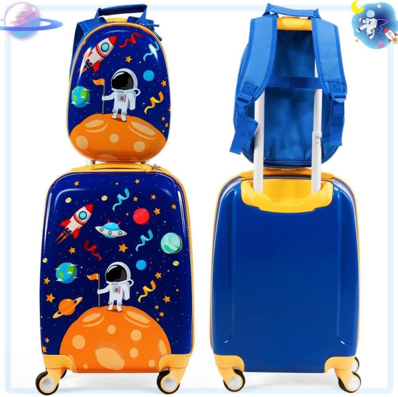 Kids’ Luggage | Kids Luggage Set, 12" & 18" Kids Carry On Luggage Set, Multi-Directional Wheels Suitcase, Large Capacity Rolling Trolley Suitcase, Gift For Boys And Girls Toddlers Children Travel Kids' Luggage Kids' Luggage