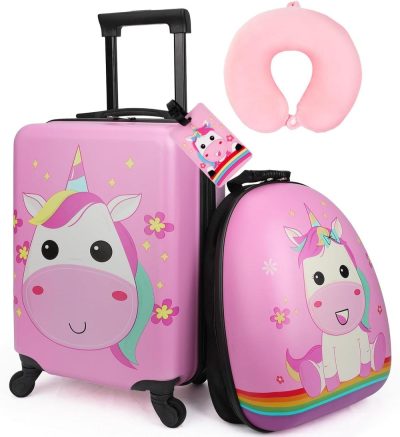 Kids’ Luggage | Kids Luggage With Wheels For Girls, Unicorn Kids Luggage Set, Childrens Luggage For Girls With Wheels, Kids Suitcases With Wheels For Girl, Toddler Suitcase For Girls, Travel Luggage For Kids Kids' Luggage Kids' Luggage