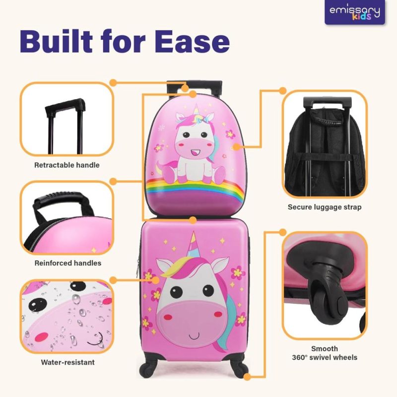 Kids’ Luggage | Kids Luggage With Wheels For Girls, Unicorn Kids Luggage Set, Childrens Luggage For Girls With Wheels, Kids Suitcases With Wheels For Girl, Toddler Suitcase For Girls, Travel Luggage For Kids Kids' Luggage Kids' Luggage