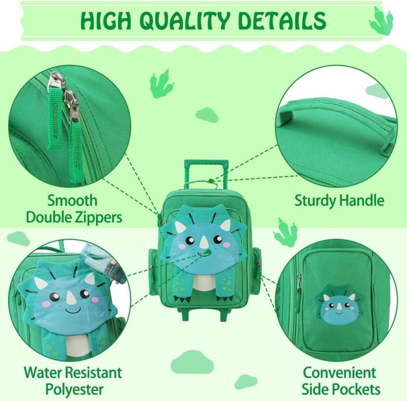 Kids’ Luggage | Kids Luggage,Large 18 Inch Carry On Suitcase With Wheels For Travel,19.8L Rolling Luggage For Toddler Boys And Girls Vonxury Kids' Luggage Green Dinosaur