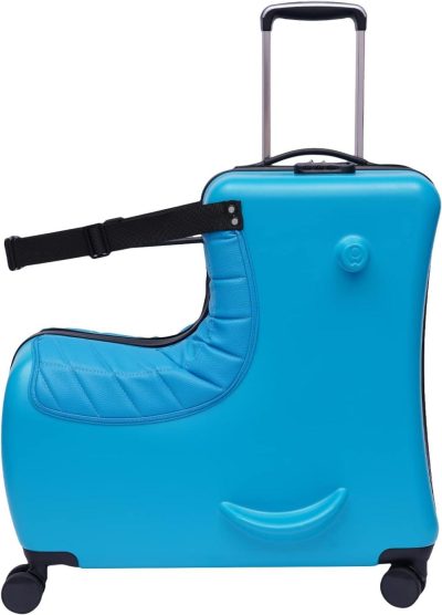 Kids’ Luggage | Kids Ride-On Luggage Set, Portable Travel Suitcase For Boys Girls Children, Cute Rideable Luggage With Leather Cushion,Blue,24 Inch Kids' Luggage Kids' Luggage