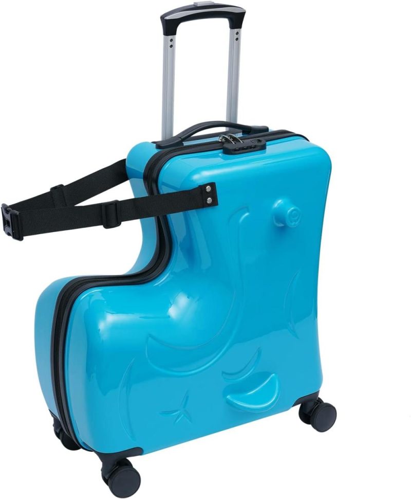 Kids’ Luggage | Kids Ride-On Travel Suitcase,Kids Carry On Luggage With Wheels&Combination Lock,Scooter Suitcase For Children Under 6 Years Old (Blue) Kids' Luggage Blue