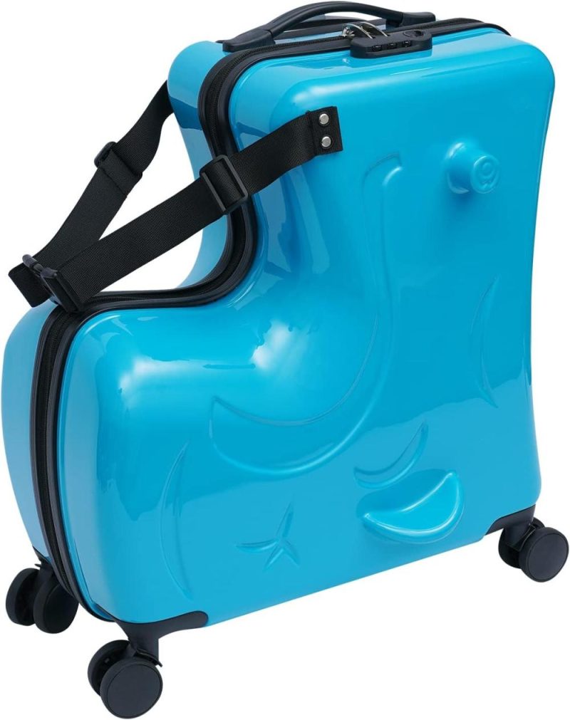 Kids’ Luggage | Kids Ride-On Travel Suitcase,Kids Carry On Luggage With Wheels&Combination Lock,Scooter Suitcase For Children Under 6 Years Old (Blue) Kids' Luggage Blue