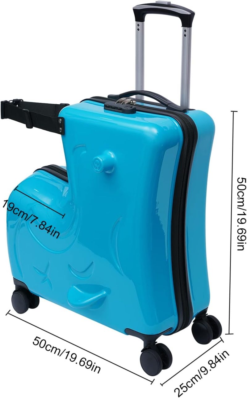 Kids’ Luggage | Kids Ride-On Travel Suitcase,Kids Carry On Luggage With Wheels&Combination Lock,Scooter Suitcase For Children Under 6 Years Old (Blue) Kids' Luggage Blue