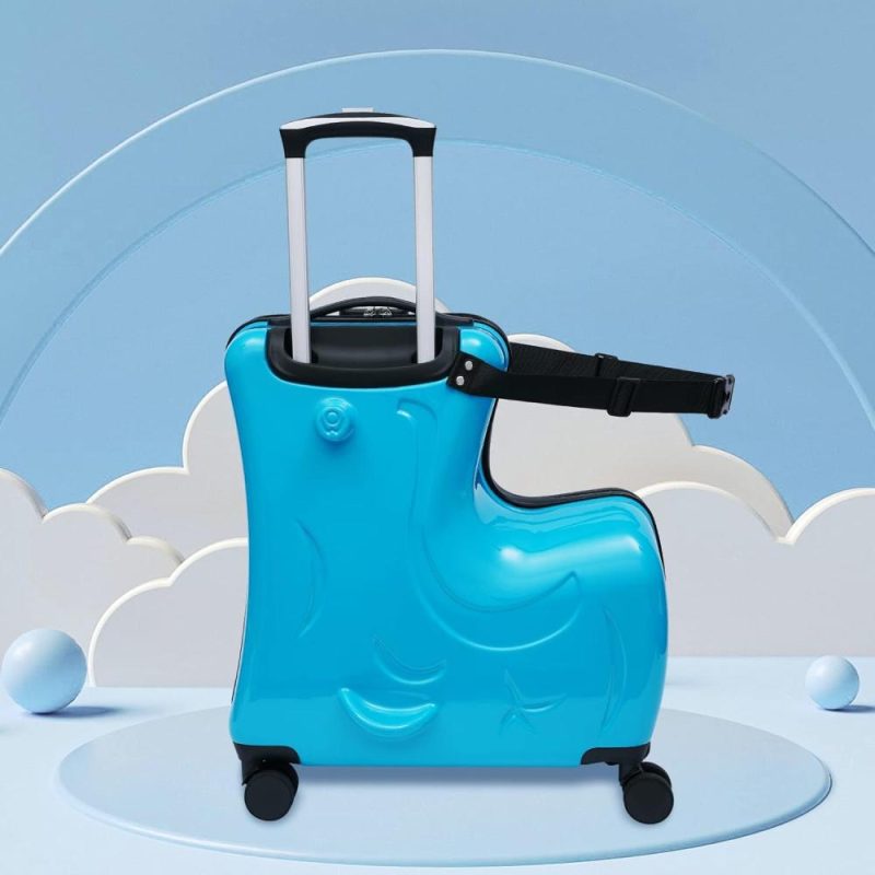 Kids’ Luggage | Kids Ride-On Travel Suitcase,Kids Carry On Luggage With Wheels&Combination Lock,Scooter Suitcase For Children Under 6 Years Old (Blue) Kids' Luggage Blue