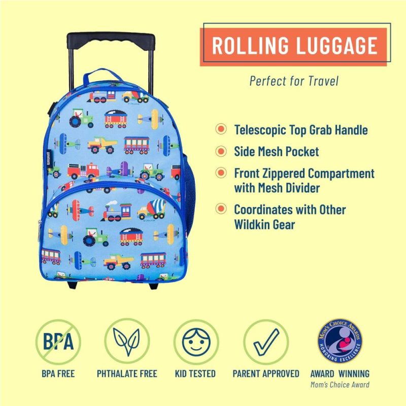 Kids’ Luggage | Kids Rolling Luggage For Boys And Girls, Carry On Luggage Size Is Perfect For School And Overnight Travel, Measures 16 X 12 X 6 Inches (Trains, Planes, And Trucks) Kids' Luggage Kids' Luggage