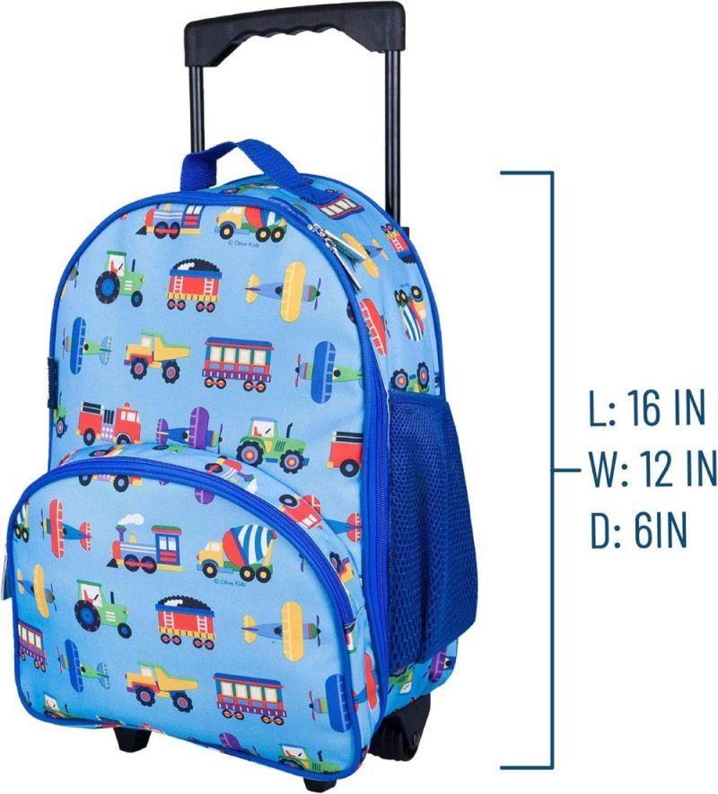 Kids’ Luggage | Kids Rolling Luggage For Boys And Girls, Carry On Luggage Size Is Perfect For School And Overnight Travel, Measures 16 X 12 X 6 Inches (Trains, Planes, And Trucks) Kids' Luggage Kids' Luggage