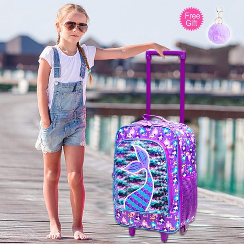 Kids’ Luggage | Kids Suitcase For Girls, Cute Mermaid Rolling Luggage Wheels For Children Toddler Kids' Luggage Kids' Luggage